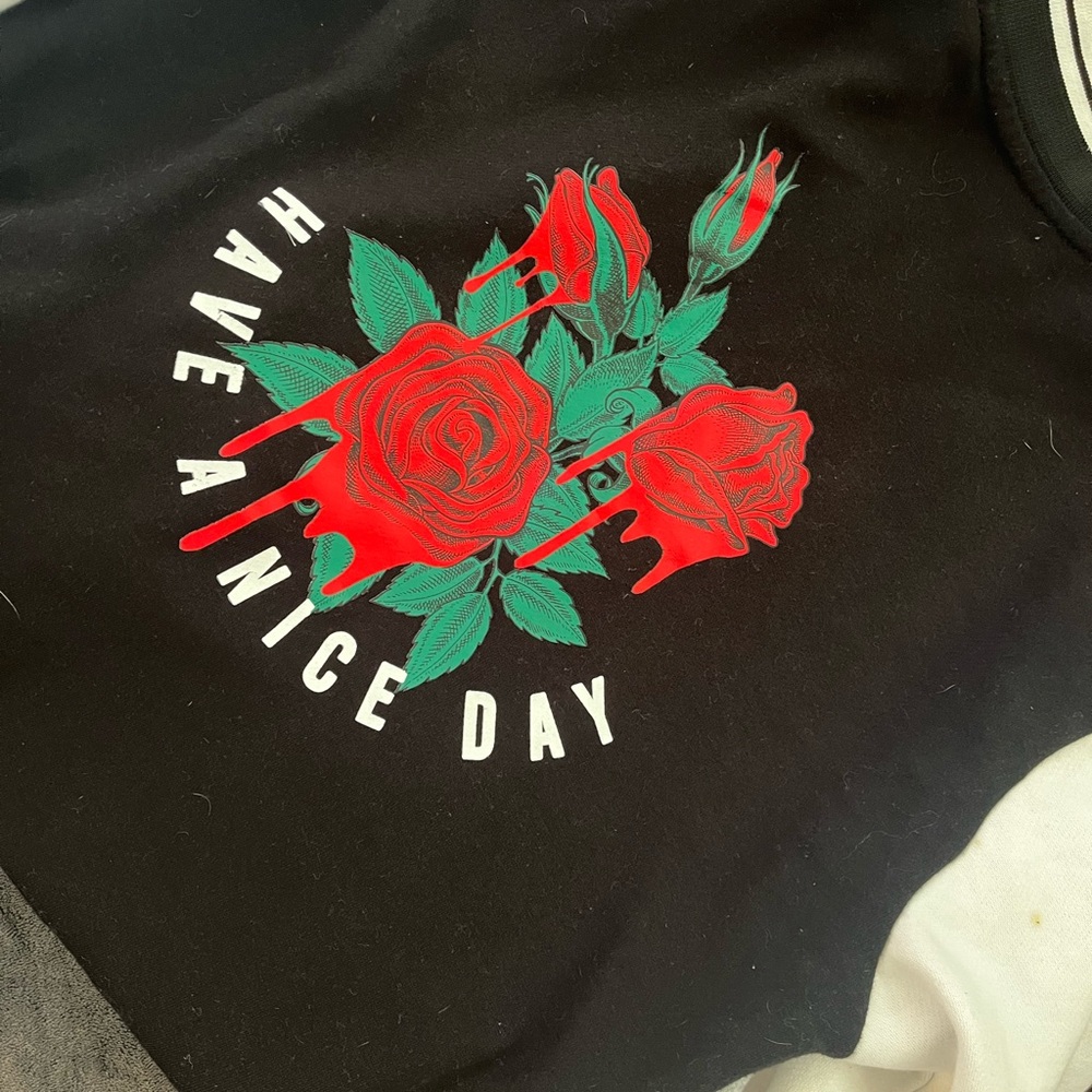 Black Tank Top with Red Roses Graphic